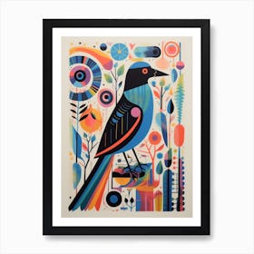 Colourful Scandi Bird Raven 3 Art Print