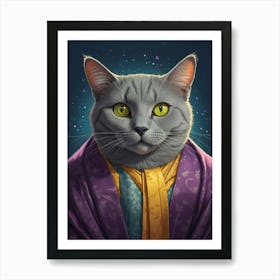 Cat In Kimono Art Print