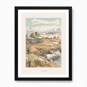 Vintage Winter Poster Iceland 1 Art Print