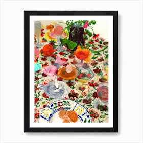 The Floral Tablecloth  Art Print