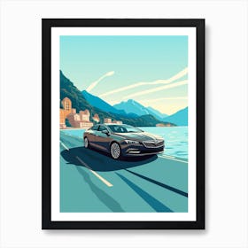 A Buick Regal Car In The Lake Como Italy Illustration 3 Art Print