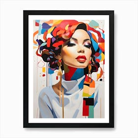 Woman With Colorful Hair Art Print