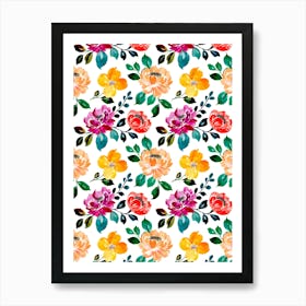 Floral Pattern.Colorful roses. Flower day. artistic work. A gift for someone you love. Decorate the place with art. Imprint of a beautiful artist. 2 Art Print