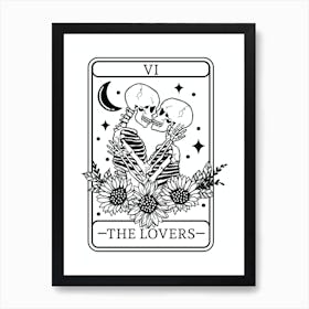 Tarot 0000 Skeleton Lovers Tarot Art Print