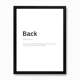 Back Definition Meaning Art Print