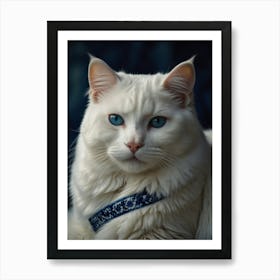 White Cat With Blue Eyes 2 Art Print