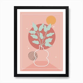 Plant In A Vase Pink Boho Botanical Art Print