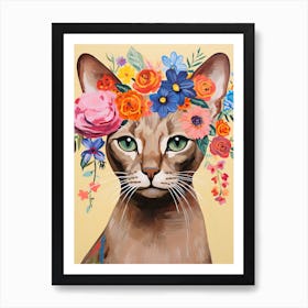 Tonkinese Cat With A Flower Crown Painting Matisse Style Art Print
