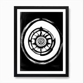 Dharma Wheel, Symbol, Third Eye Black & White Affiche