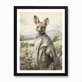 Storybook Animal Watercolour Kangaroo Art Print