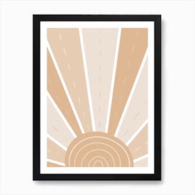 Sunburst Retro Beige Boho Art Print