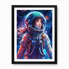 Watercolour Astronaut Portrait Art Print