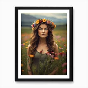 Girl In A Field Of Flowers 1 Art Print
