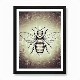 Graphic bee, insect, textured , drawing, sketch design Art Print