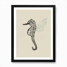 Seahorse Linocut Art Print