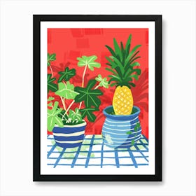 Pineapples And Potted Plants Art Print