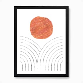 Orange terracotta Sun and rainbows Art Print