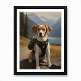 Dog With Backpack Art Print