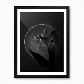 Shadowy Vintage Bandana of the Everglades Botanical in Black and Gold Art Print
