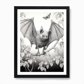 Botanical Fruit Bat Illustration 3 Art Print