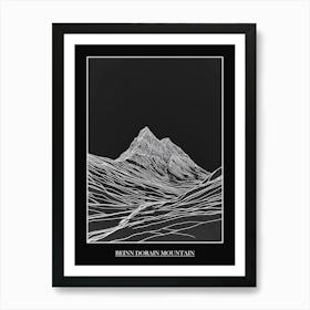 Beinn Dorain Mountain Line Drawing 7 Poster Art Print