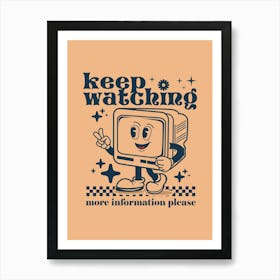 Retro Wall Art Vintage Decor Retro Cartoon Art Vintage Wall Art TV Keep Watching Information Trendy Retro Poster Art Print