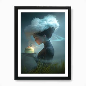 Girl With A Cake Art Print