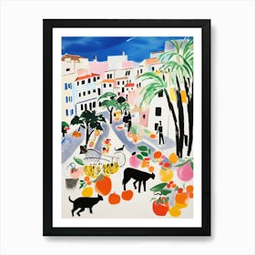 The Food Market In Positano 4 Illustration Art Print