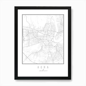 Agra India Street Map Art Print