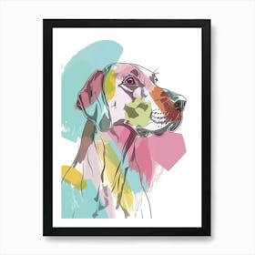 German Wirehaired Pointer Pastel Line Watercolour Illustration  2 Art Print