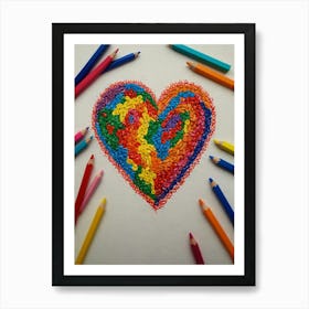 Heart Of Colored Pencils Art Print