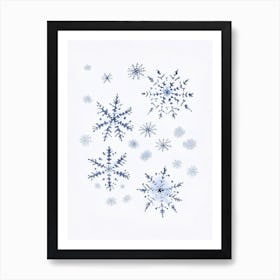 Snowflakes In The Snow,  Snowflakes Pencil Illustration 5 Art Print