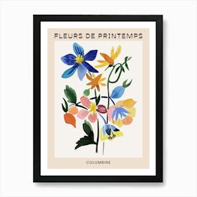 Spring Floral French Poster  Columbine 3 Art Print