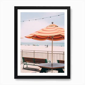 Santz Cruz Boardwalk Umbrella Art Print