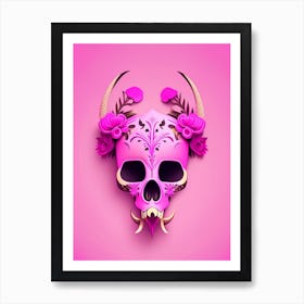 Animal Skull Pink 1 Mexican Art Print