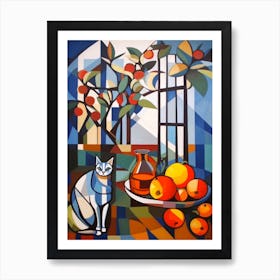 Magnolia With A Cat 1 Cubism Picasso Style Art Print