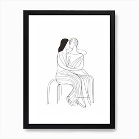 Line Art Couple Art Print