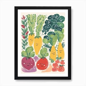 Cute Kawaii Group Of Vegetables 4 Art Print