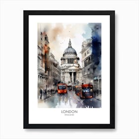 London England Watercolour Travel Poster 2 Art Print