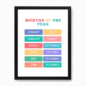 Months Of The Year Nursery Art Print