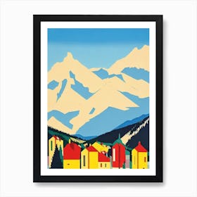 Les Deux Alpes, France Midcentury Vintage Skiing Poster Art Print