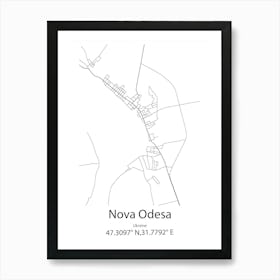 Nova Odesa,Ukraine Minimalist Map Art Print