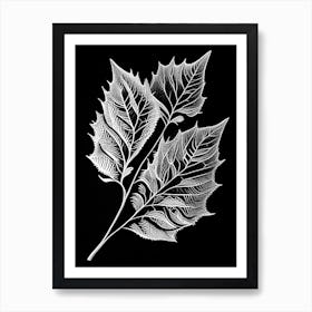 Sweet Birch Leaf Linocut 2 Art Print