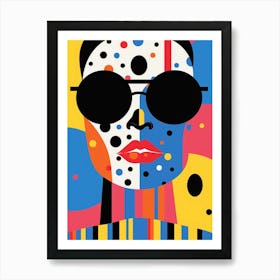 Geometric Face With Patterns And Sunglasses 1 Art Print