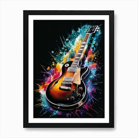 Modern Electric Guitar Oil Painting #1 Art Print