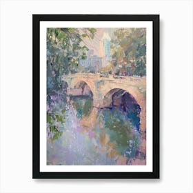 Congress Avenue Bridge Austin Texas Oil Painting 2 Art Print