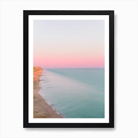 Chesil Beach, Dorset Pink Photography 1 Art Print