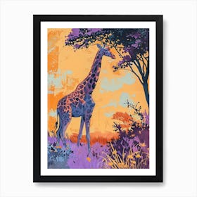 Purple Giraffe Illustration Art Print