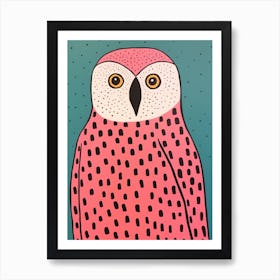 Pink Polka Dot Snowy Owl 1 Art Print
