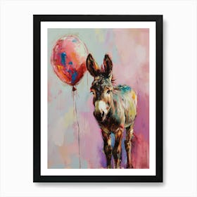 Cute Donkey 4 With Balloon Art Print